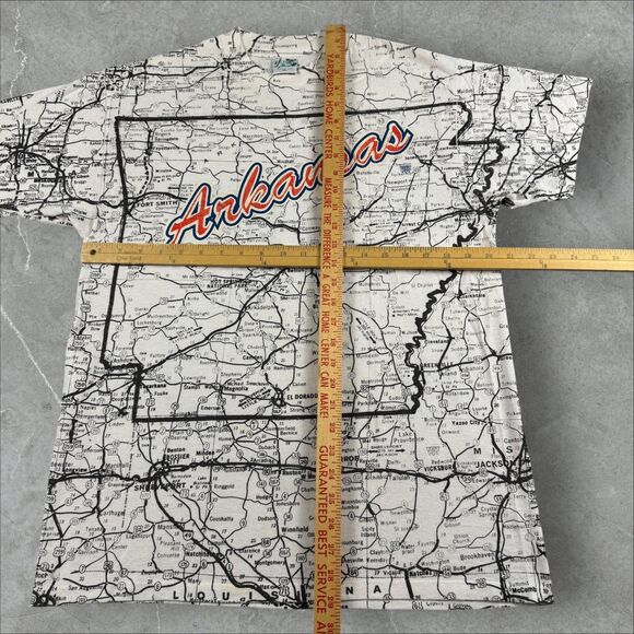 VTG Arkansas, USA All Over Print 90's Destination Map Single Stitch Shirt - XL - Picture 7 of 8